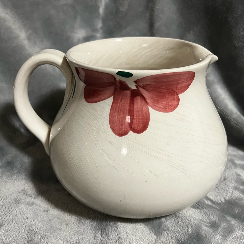 Furio Italian Pottery Water Pitcher 6” x 8” White Blue Pink